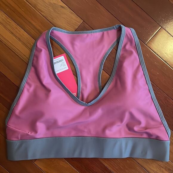 NEW IdealFit Sports Bra Mauve Halter Bra Band Athletic Pink Athleisure Comfort - Picture 3 of 6